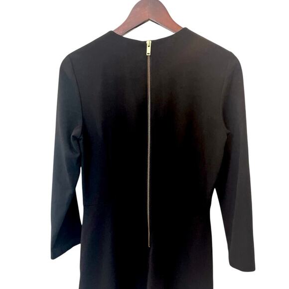 & Other Stories Box Pleat Black Sheath Dress Exposed Zipper Size 6 Long Sleeve - Picture 4 of 6